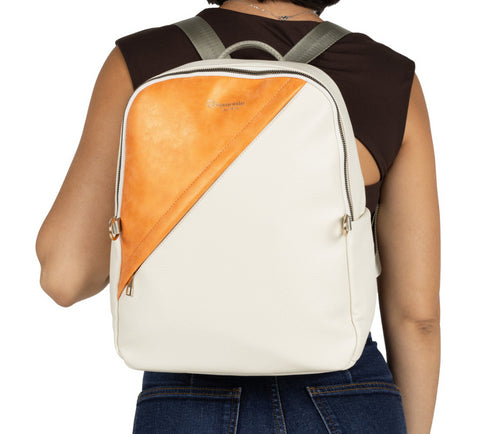 Rucsac causal, dama, REMONTE Q0533-60 crem, piele ecologica